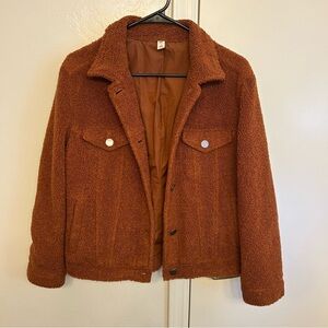 Nordstrom BP Rust Burnt Orange Sherpa Jacket Size Small Lined and Cozy